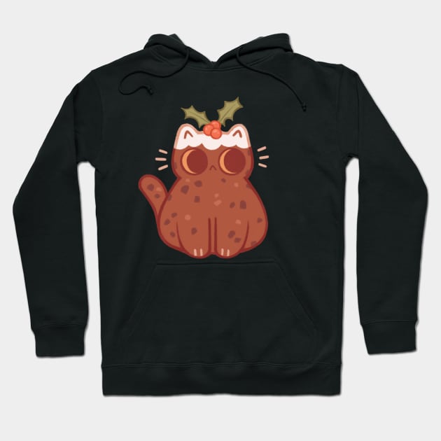 Christmas Pudding Cat Hoodie by Niamh Smith Illustrations